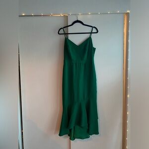 Banana Republic Green Spaghetti Strap Asymmetrical Midi Sheath Dress Size 4